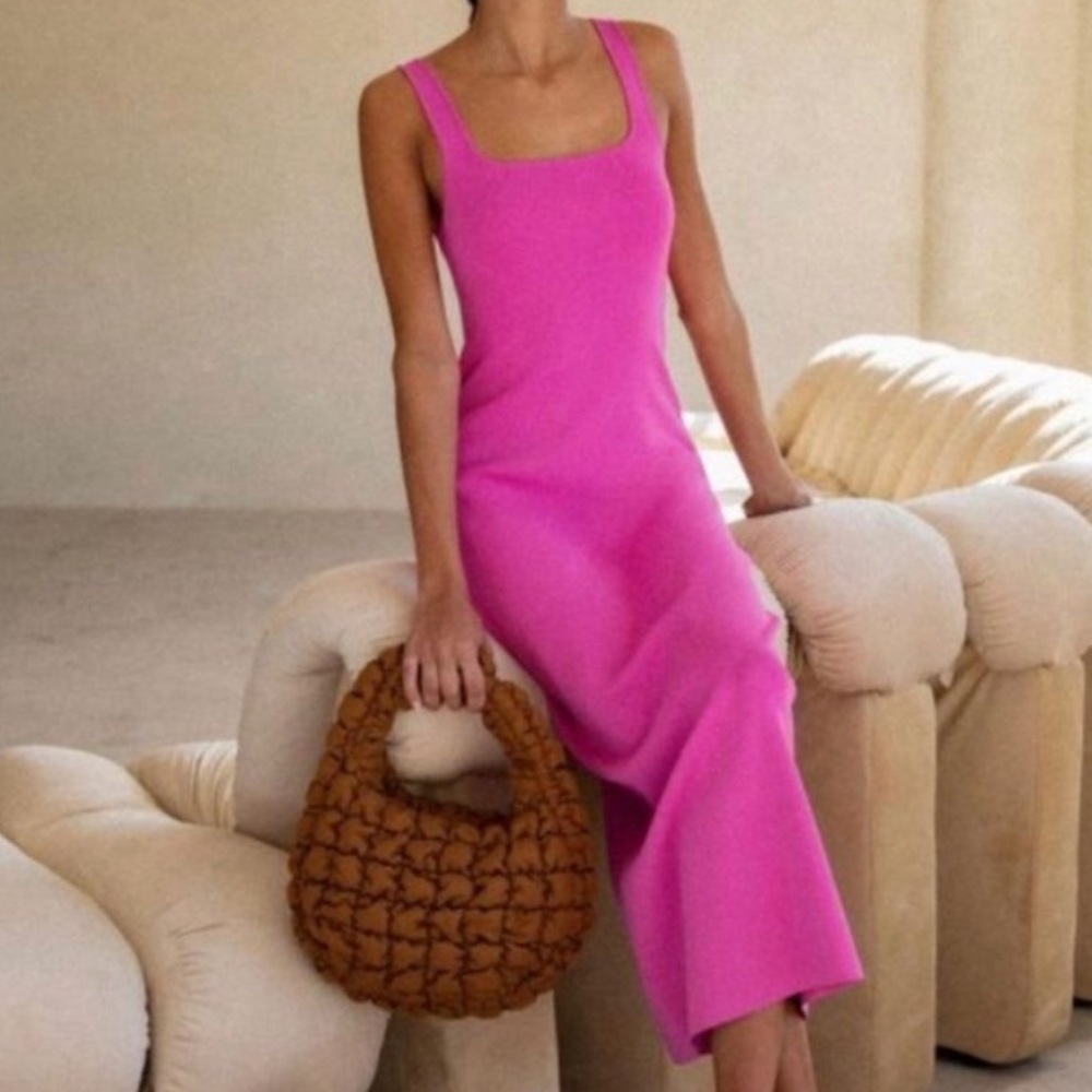COS Pink knit midi dress